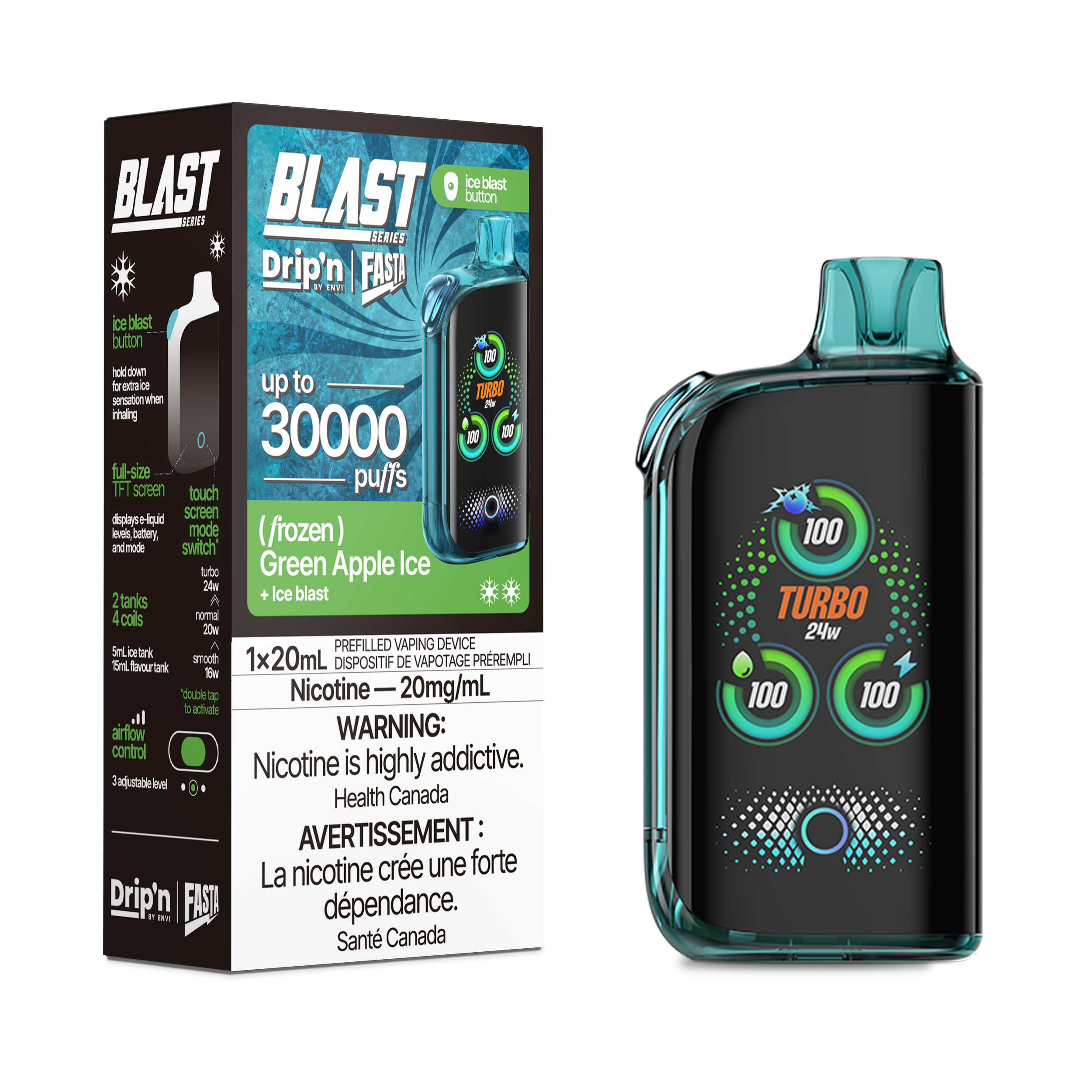 Drip'n X Fasta Blast 30K - Green Apple Ice