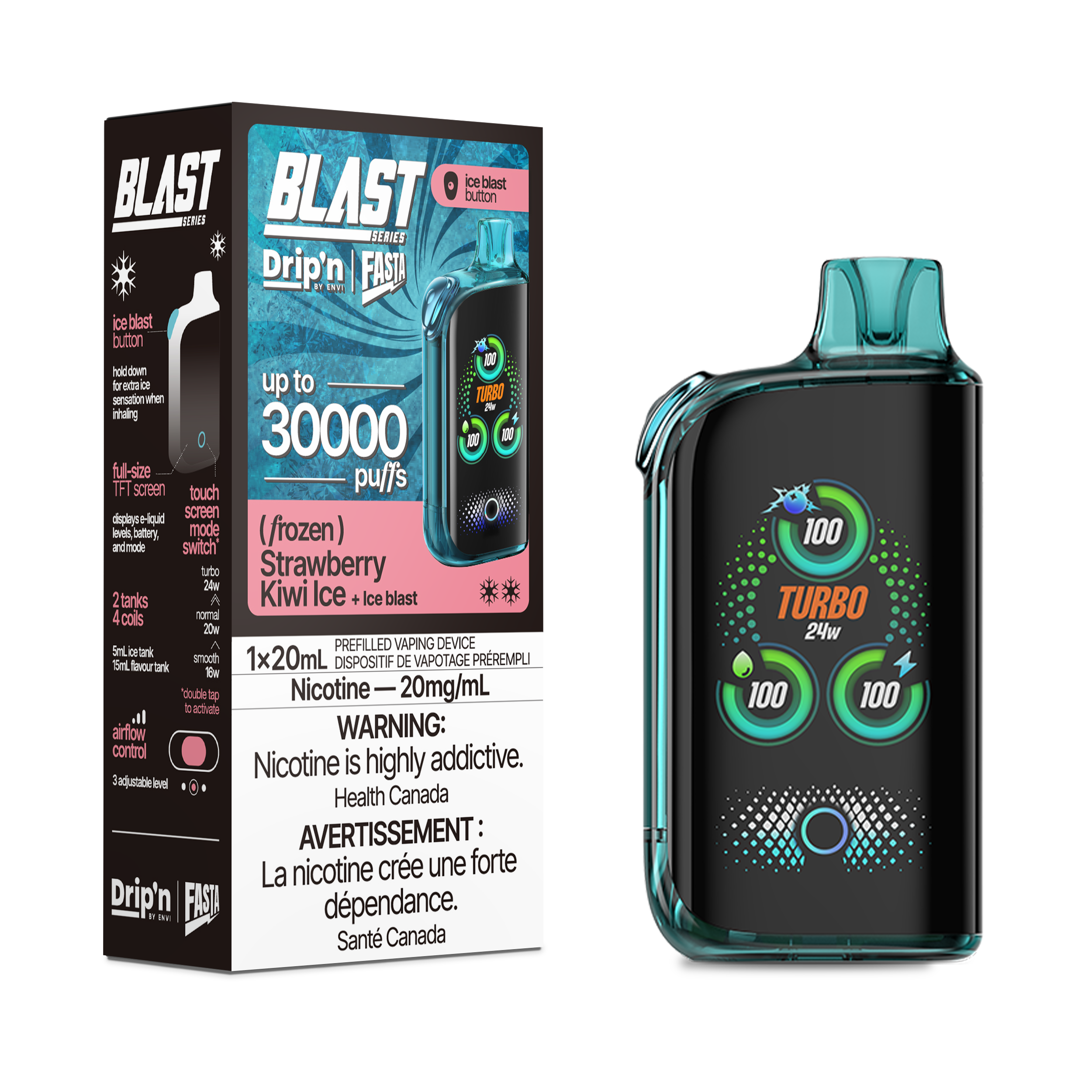 Drip'n X Fasta Blast 30K - Strawberry Kiwi Ice